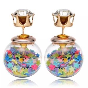 Double Stud Multicolor Confetti Crystal Earrings